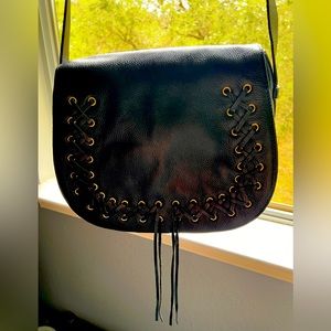 🖤 Violetta Black Pebbled Leather CROSSBODY Bag Purse Saddlebag NWOT